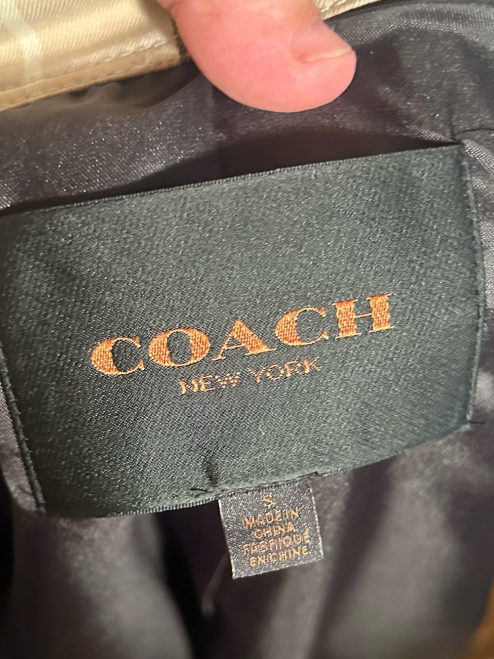 Coach plaid khaki short Trench Coat - Picture 4 of 14